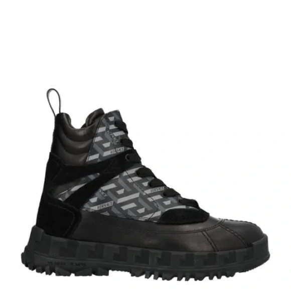 Versace La Greca leather suede monogram combat Boots NWB - Picture 2 of 7